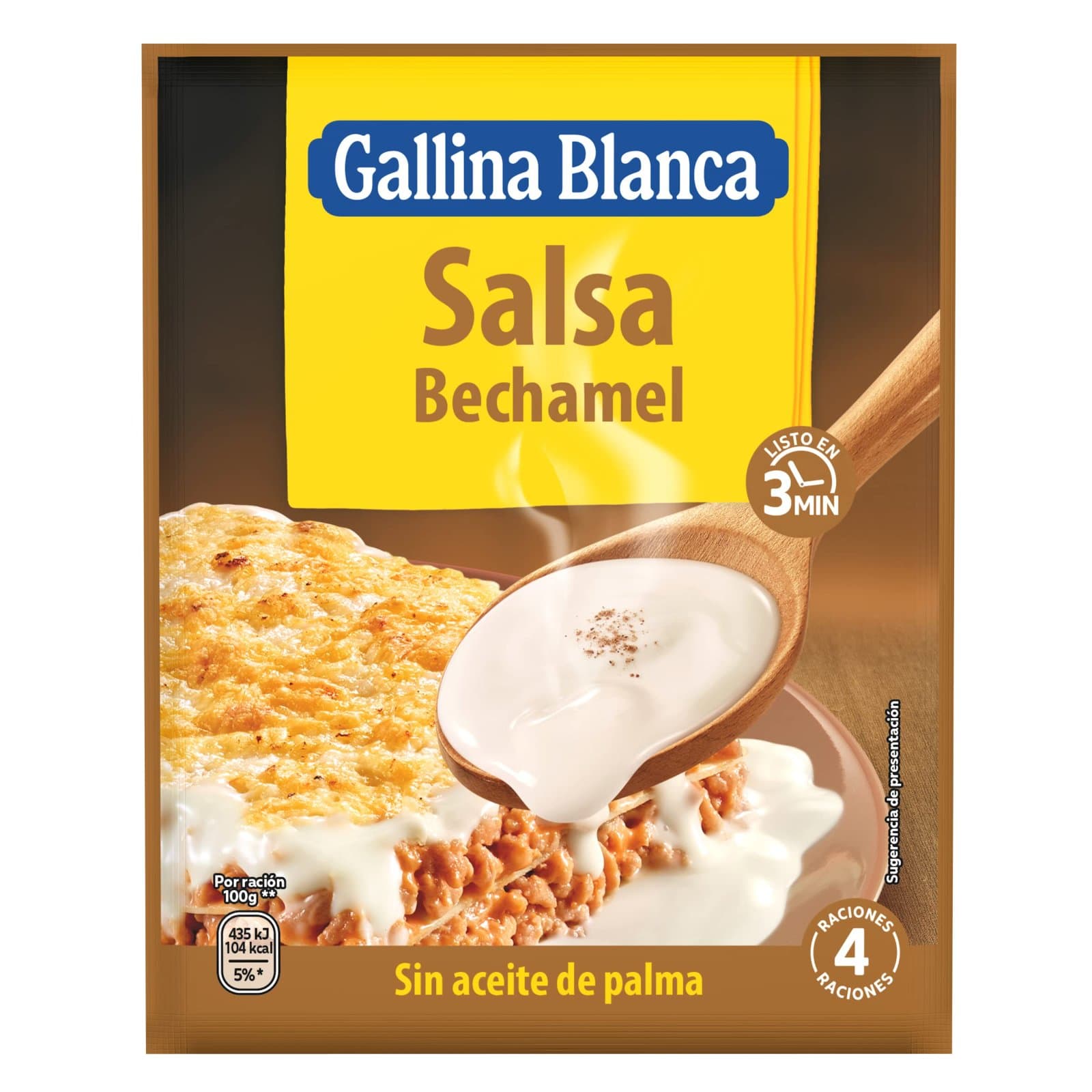 Gallina Blanca salsa bechamel en polvo lista en 3 min